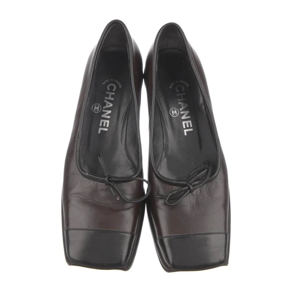 Vintage Chanel Cap Toe Ballerina Shoes with self tie Bows & Platform heels